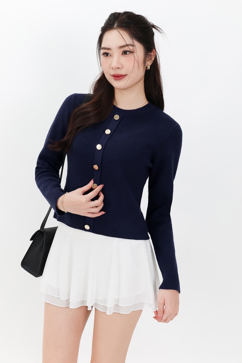 Bridgette Button Knit Sweater in Midnight