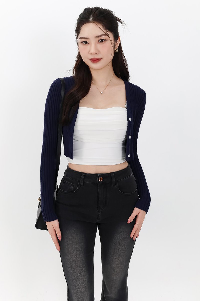SALE EXCLUSIVE | Berlini Basic Knit Cropped Cardigan in Navy