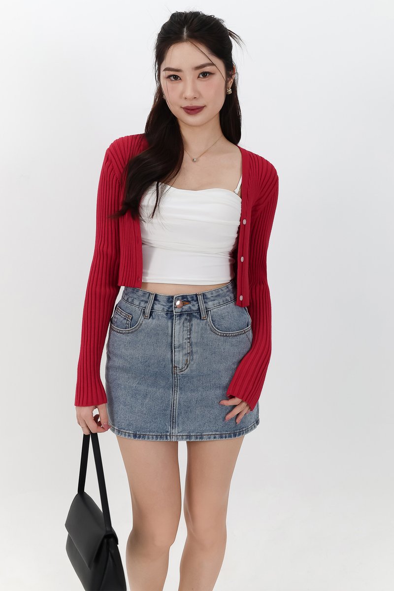 SALE EXCLUSIVE | Berlini Basic Knit Cropped Cardigan in Red