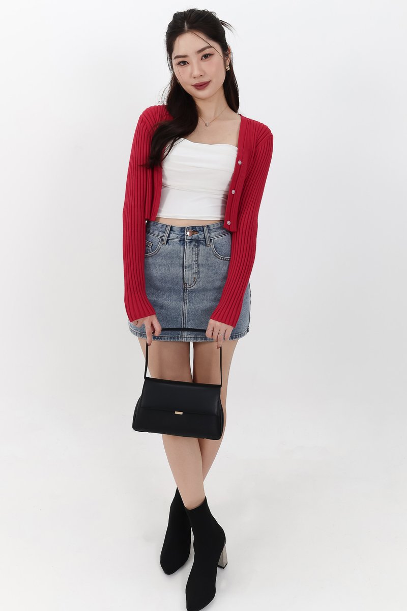 SALE EXCLUSIVE | Berlini Basic Knit Cropped Cardigan in Red
