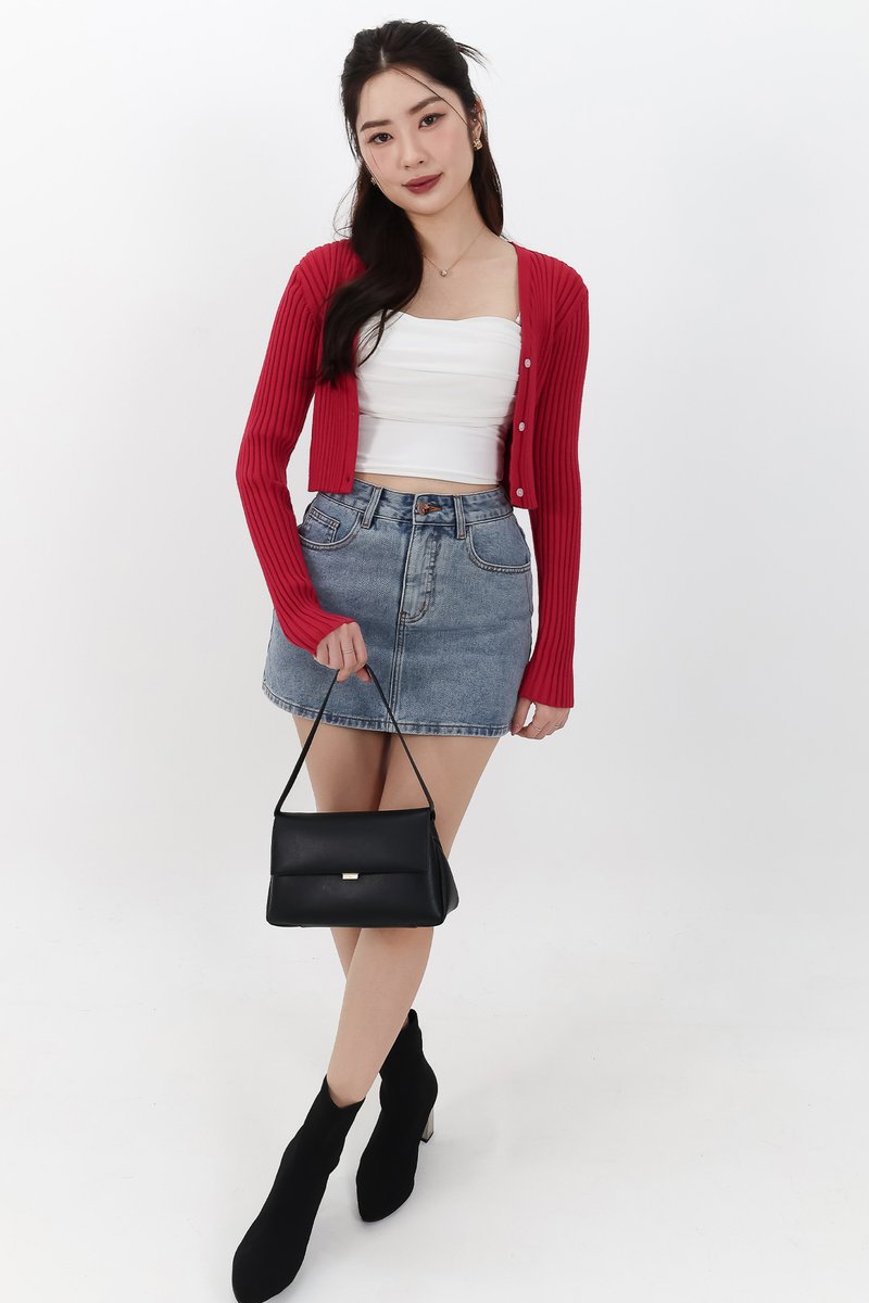 SALE EXCLUSIVE | Berlini Basic Knit Cropped Cardigan in Red