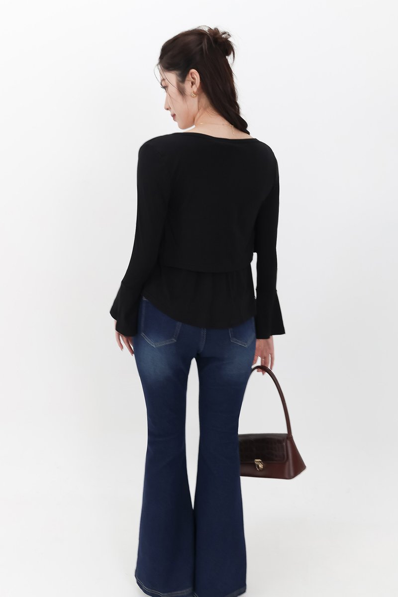 SALE EXCLUSIVE | Bria Bell Sleeve Cardigan Top Set in Black