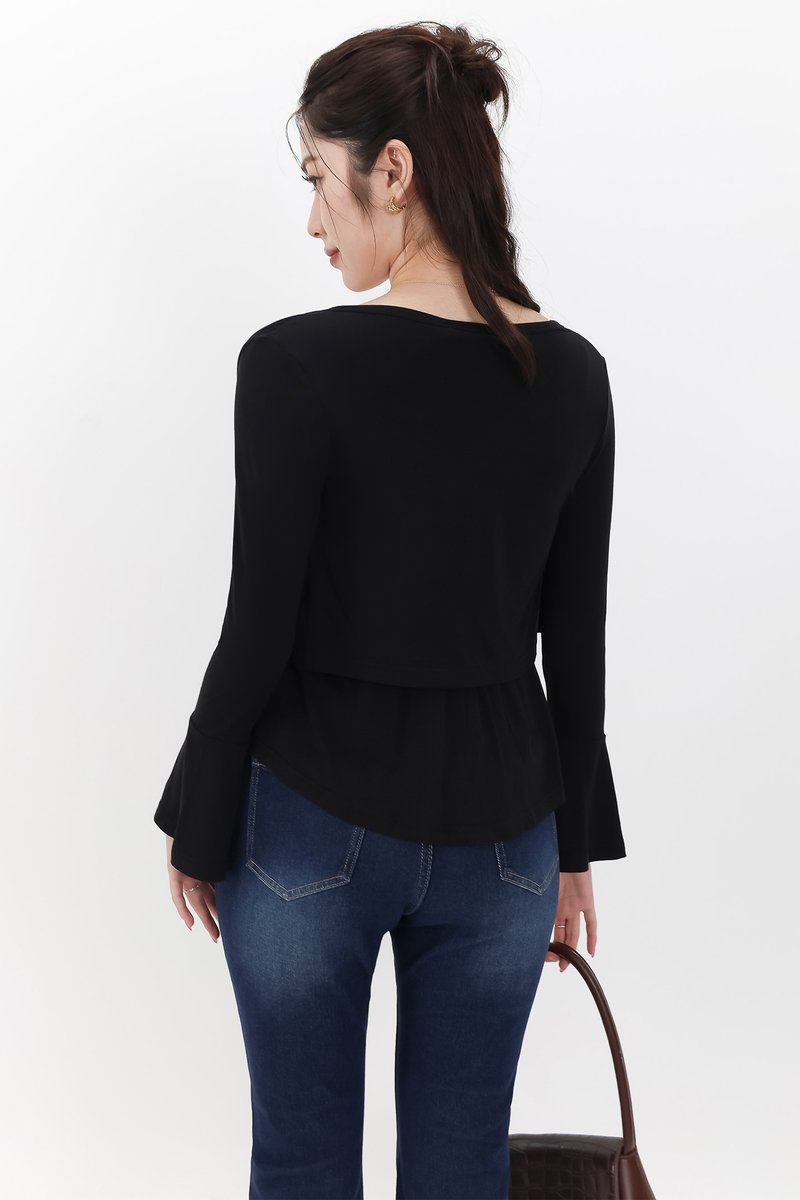 SALE EXCLUSIVE | Bria Bell Sleeve Cardigan Top Set in Black