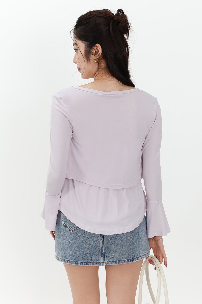 SALE EXCLUSIVE | Bria Bell Sleeve Cardigan Top Set in Pale Lilac
