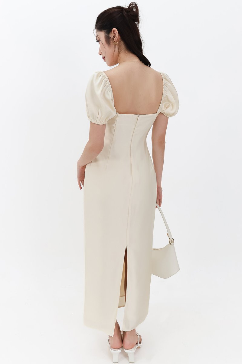 SALE EXCLUSIVE | Marielle Multi Way Satin Midaxi Dress in Pastel Yellow