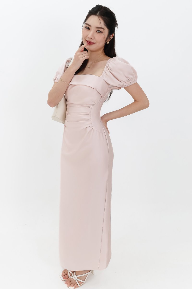 SALE EXCLUSIVE | Marielle Multi Way Satin Midaxi Dress in Pastel Pink
