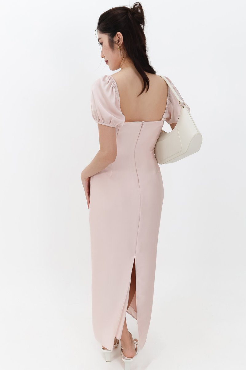 SALE EXCLUSIVE | Marielle Multi Way Satin Midaxi Dress in Pastel Pink