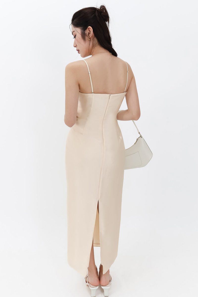 SALE EXCLUSIVE | Marielle Multi Way Satin Midaxi Dress in Pastel Yellow