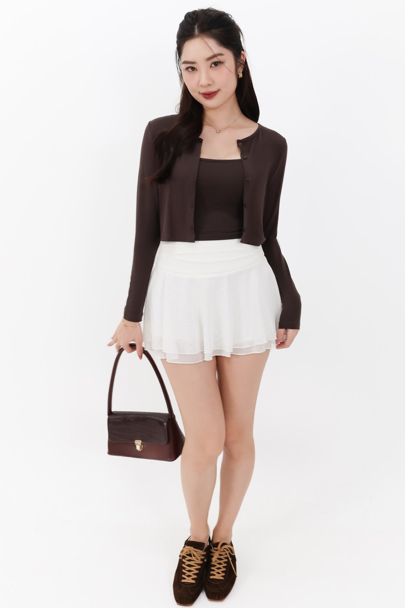 Chaeyi Cardigan Top Set in Dark Brown