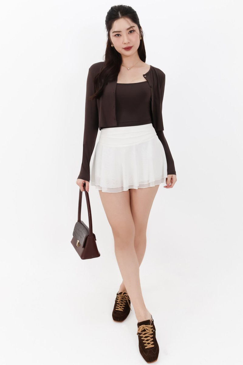 Chaeyi Cardigan Top Set in Dark Brown