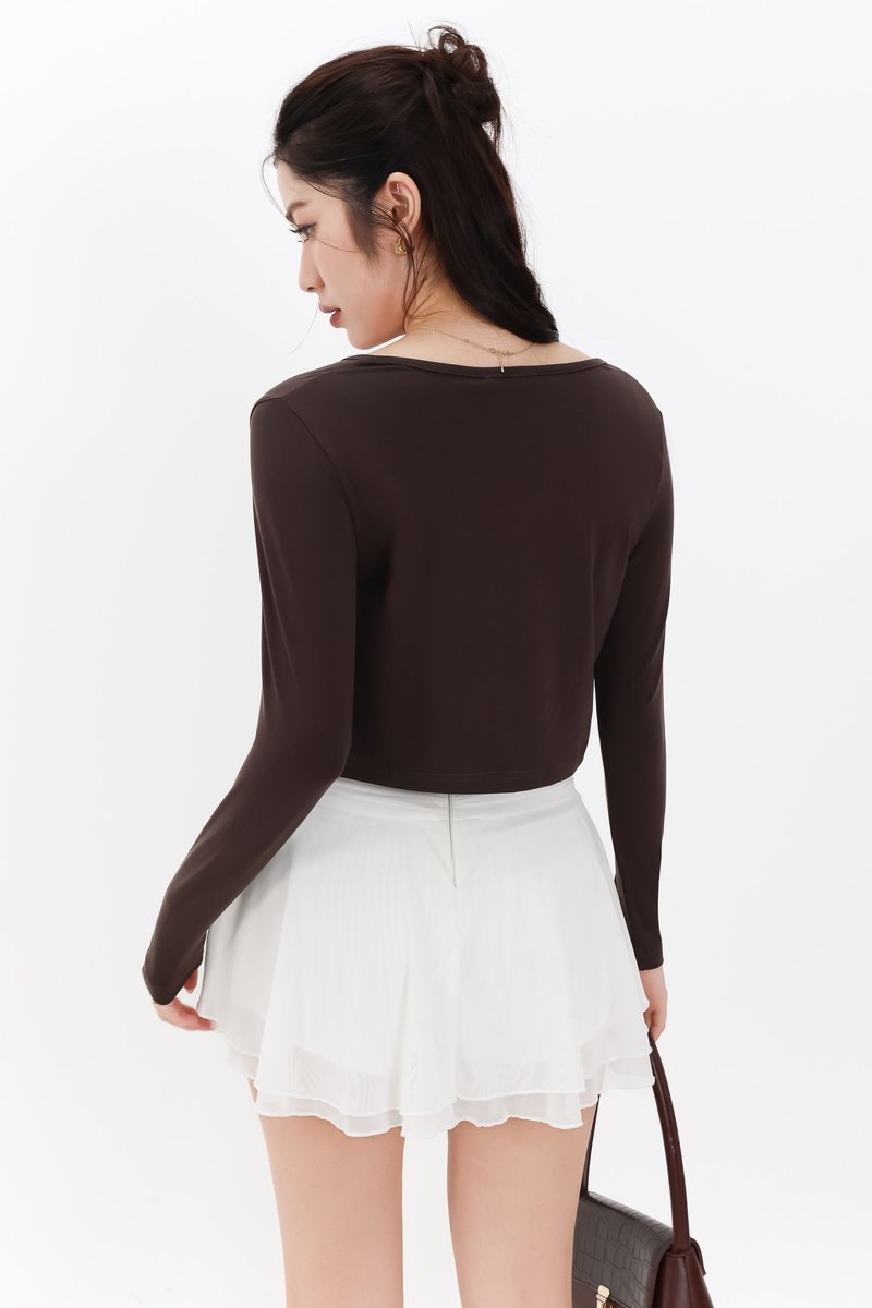 Chaeyi Cardigan Top Set in Dark Brown