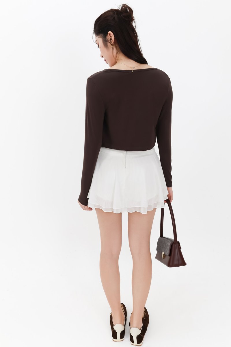 Chaeyi Cardigan Top Set in Dark Brown