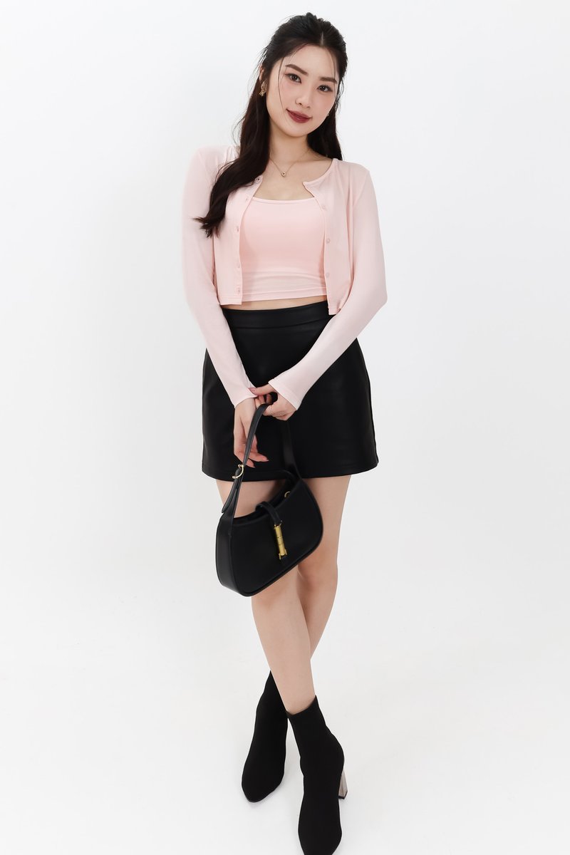 Chaeyi Cardigan Top Set in Light Pink