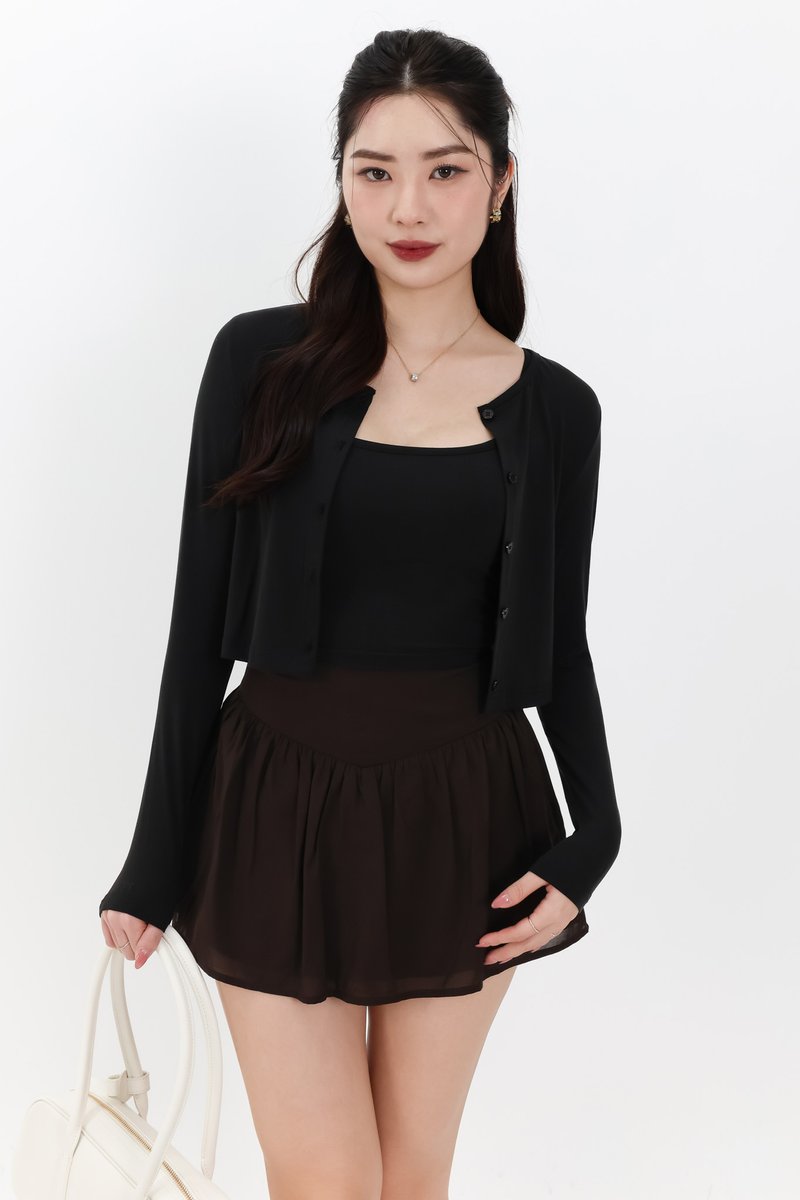 Chaeyi Cardigan Top Set in Black