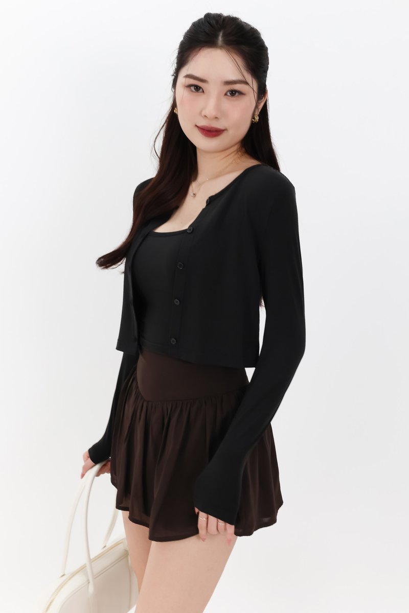 Chaeyi Cardigan Top Set in Black