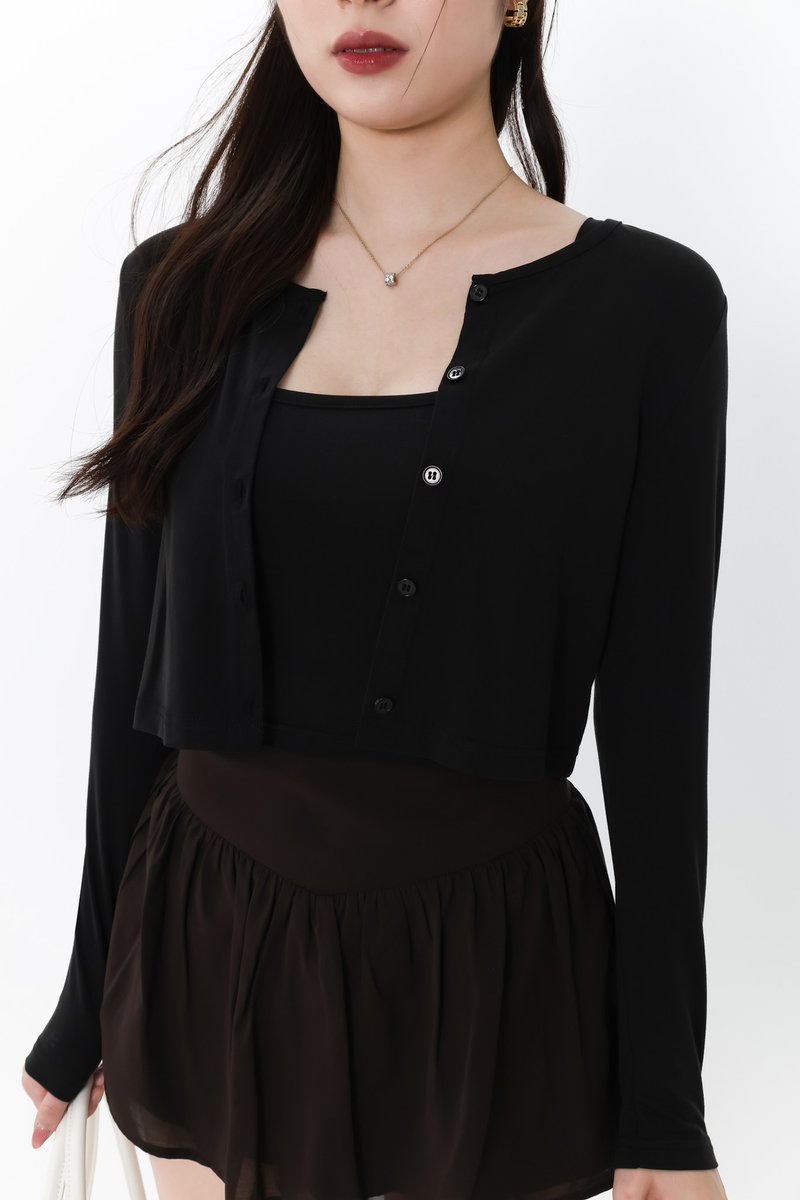 Chaeyi Cardigan Top Set in Black