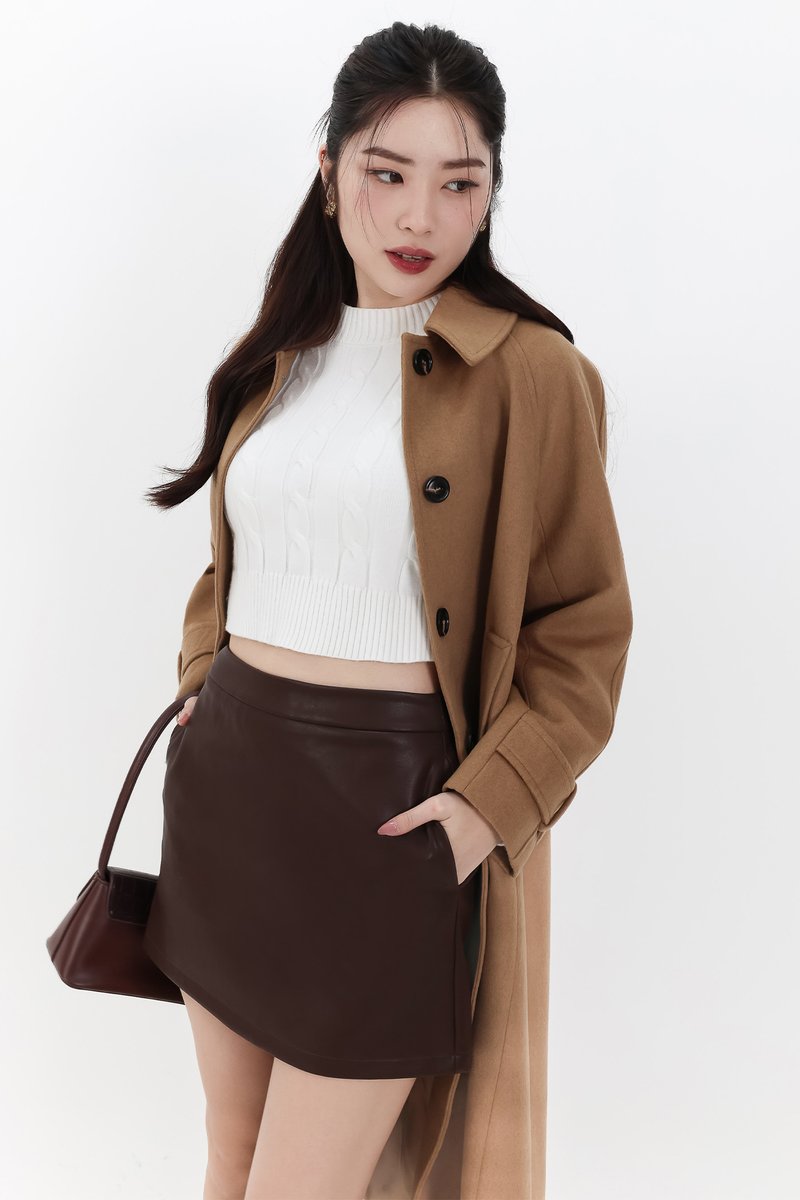 Wynnie Wool Coat in Camel Brown