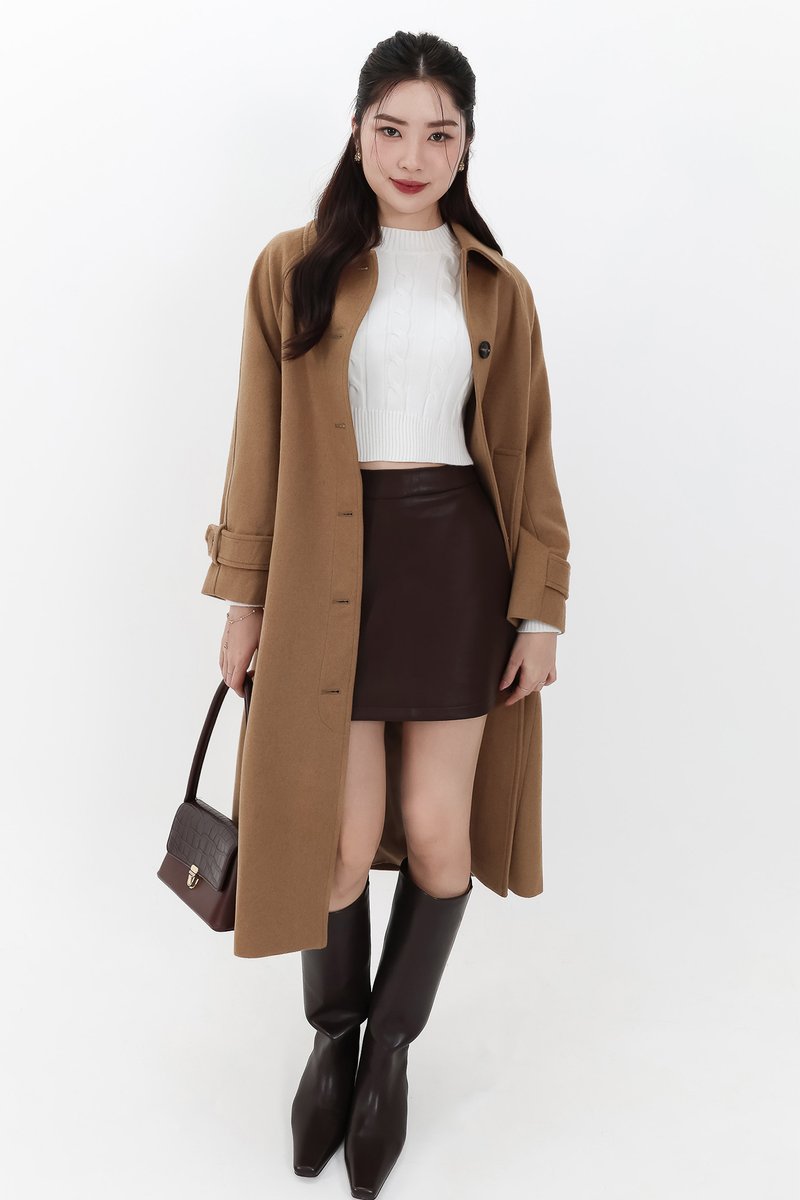 Wynnie Wool Coat in Camel Brown