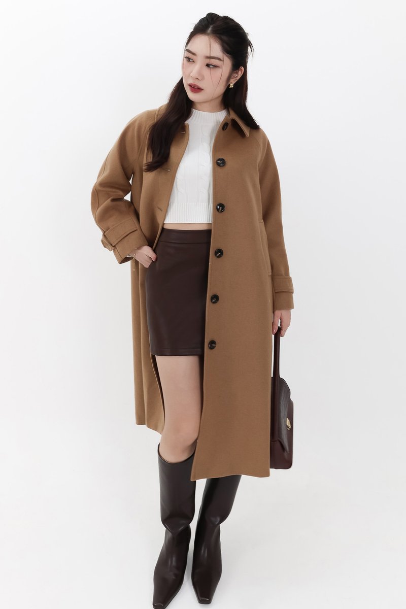 Wynnie Wool Coat in Camel Brown
