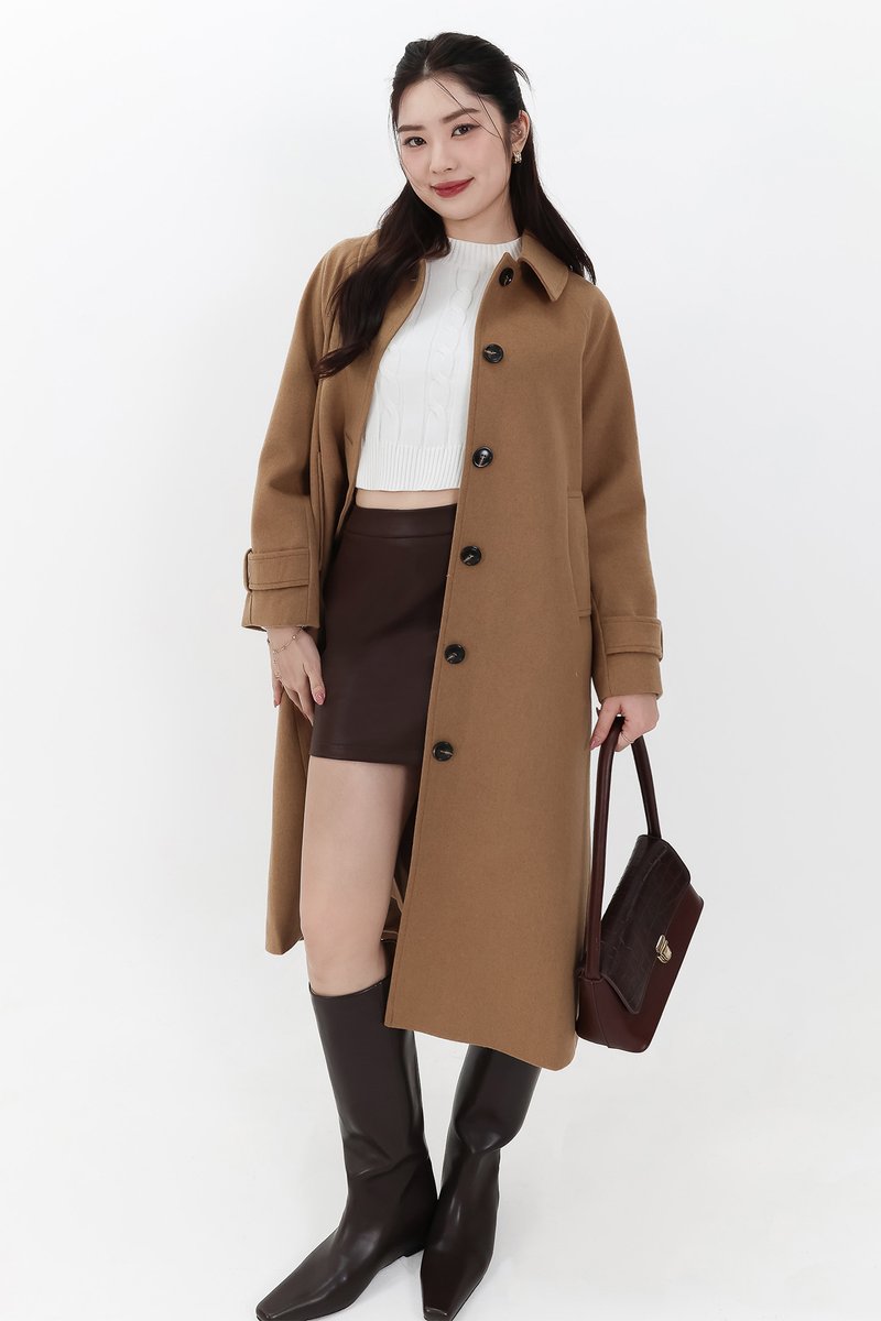 Wynnie Wool Coat in Camel Brown