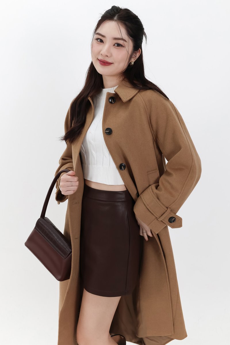 Wynnie Wool Coat in Camel Brown