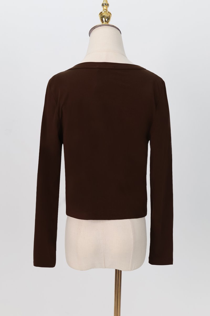 Chaerin Cardigan Top Set in Brown