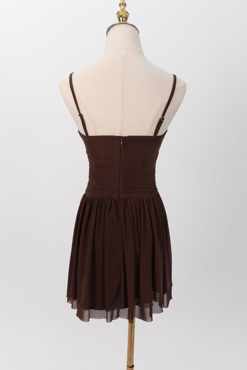 Mardy Mesh Romper Dress in Dark Brown