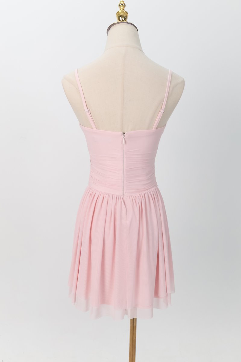 Mardy Mesh Romper Dress in Light Pink