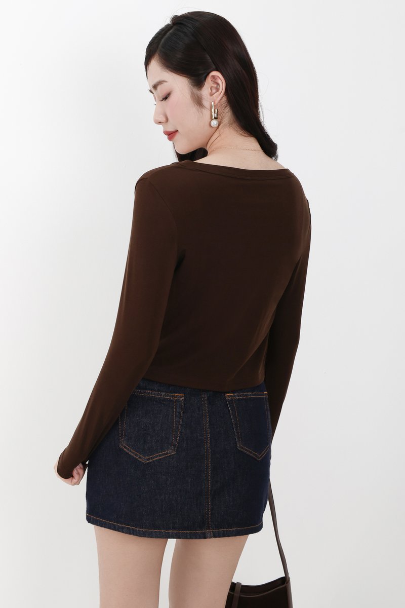 Chaerin Cardigan Top Set in Brown