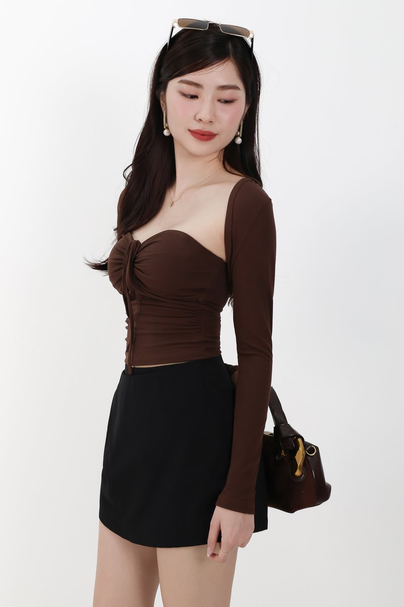 Bren Bolero Top Set in Dark Brown