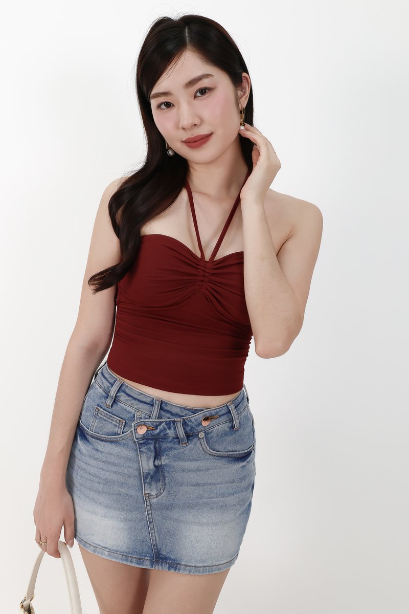 Bren Bolero Top Set in Dark Muted Red