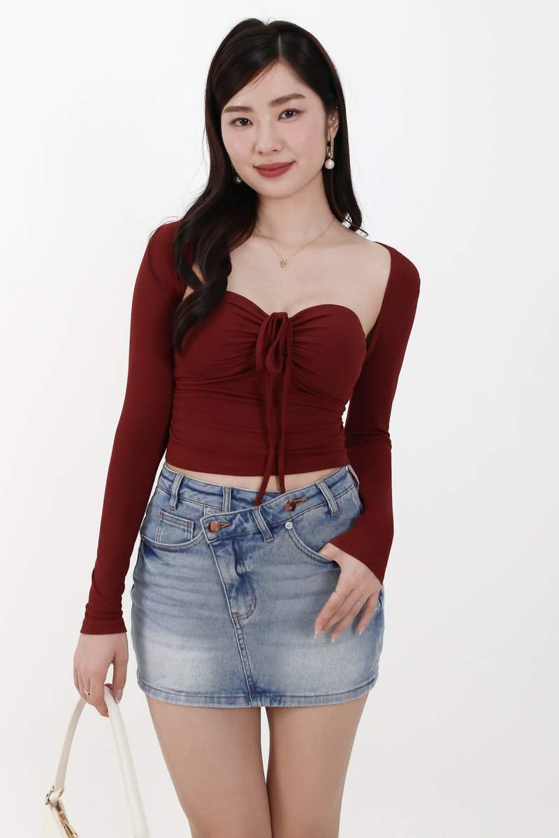 Bren Bolero Top Set in Dark Muted Red