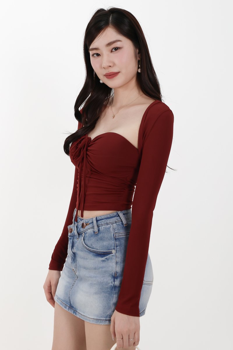 Bren Bolero Top Set in Dark Muted Red