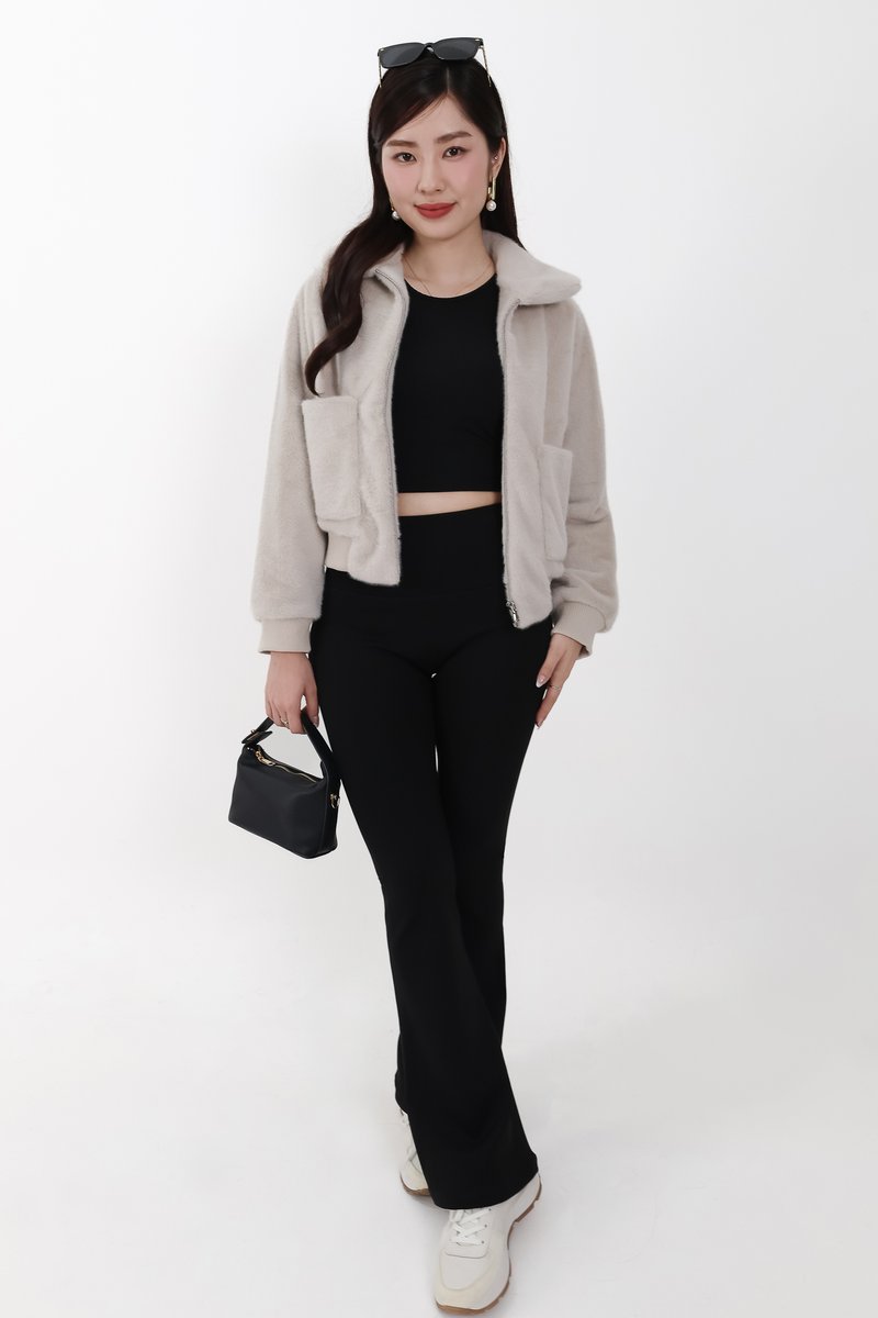 Ferra Furry Jacket in Light Grey