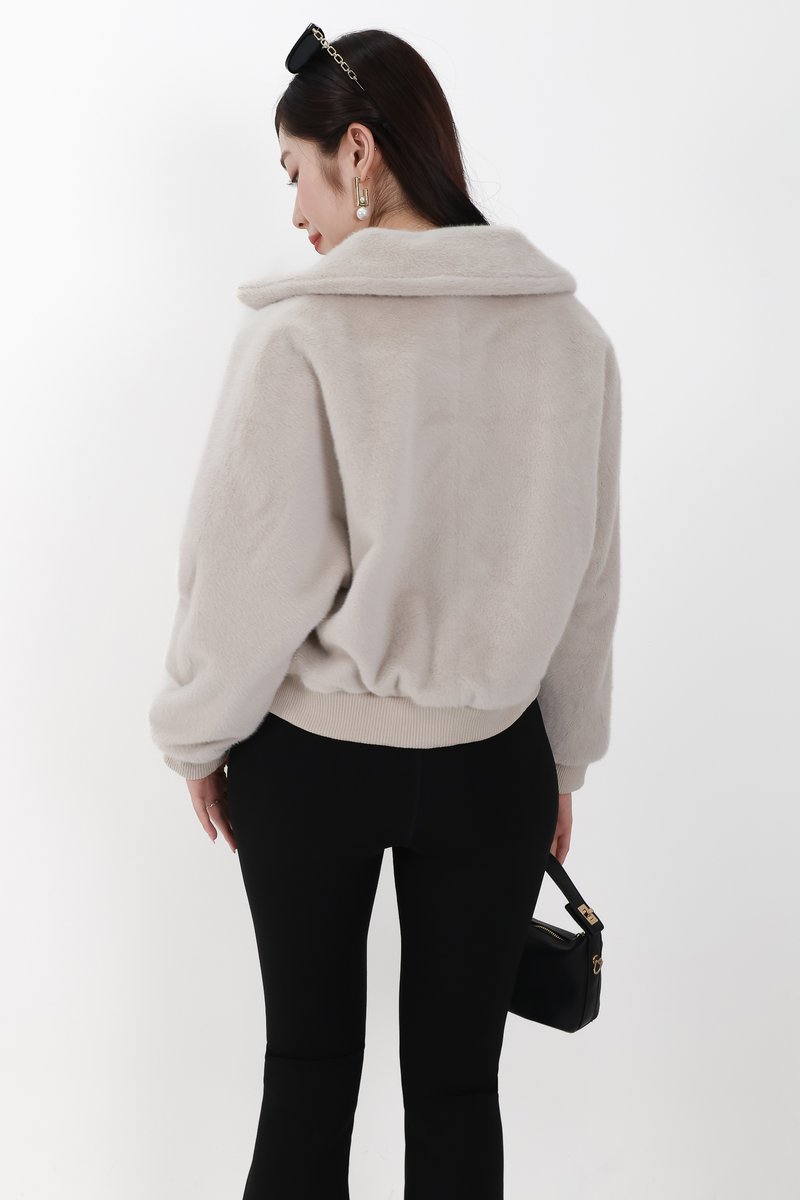 Ferra Furry Jacket in Light Grey