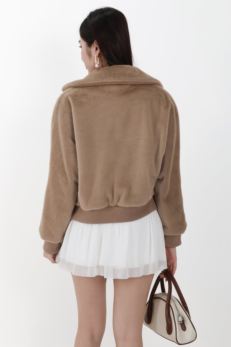 Ferra Furry Jacket in Light Brown