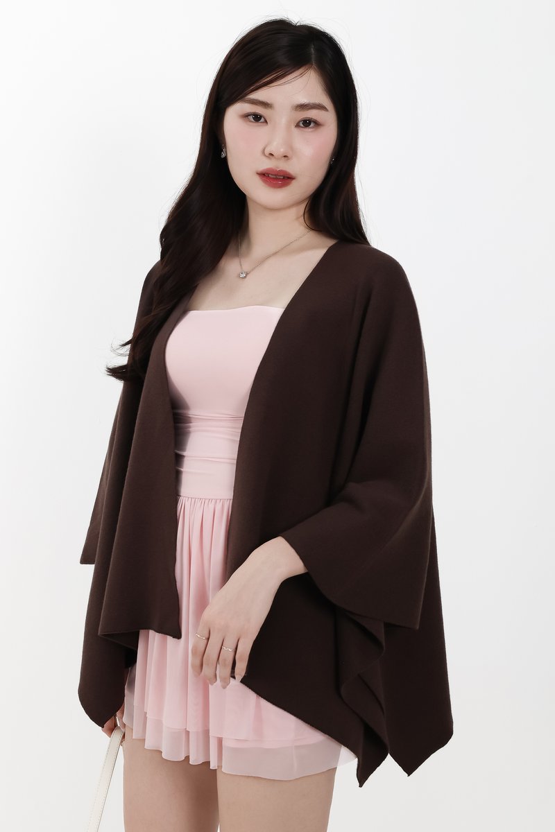Kedy Knit Throwover in Dark Brown