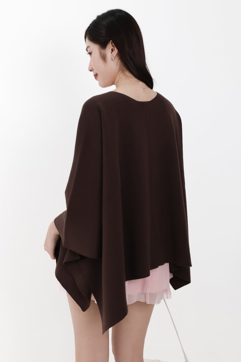 Kedy Knit Throwover in Dark Brown