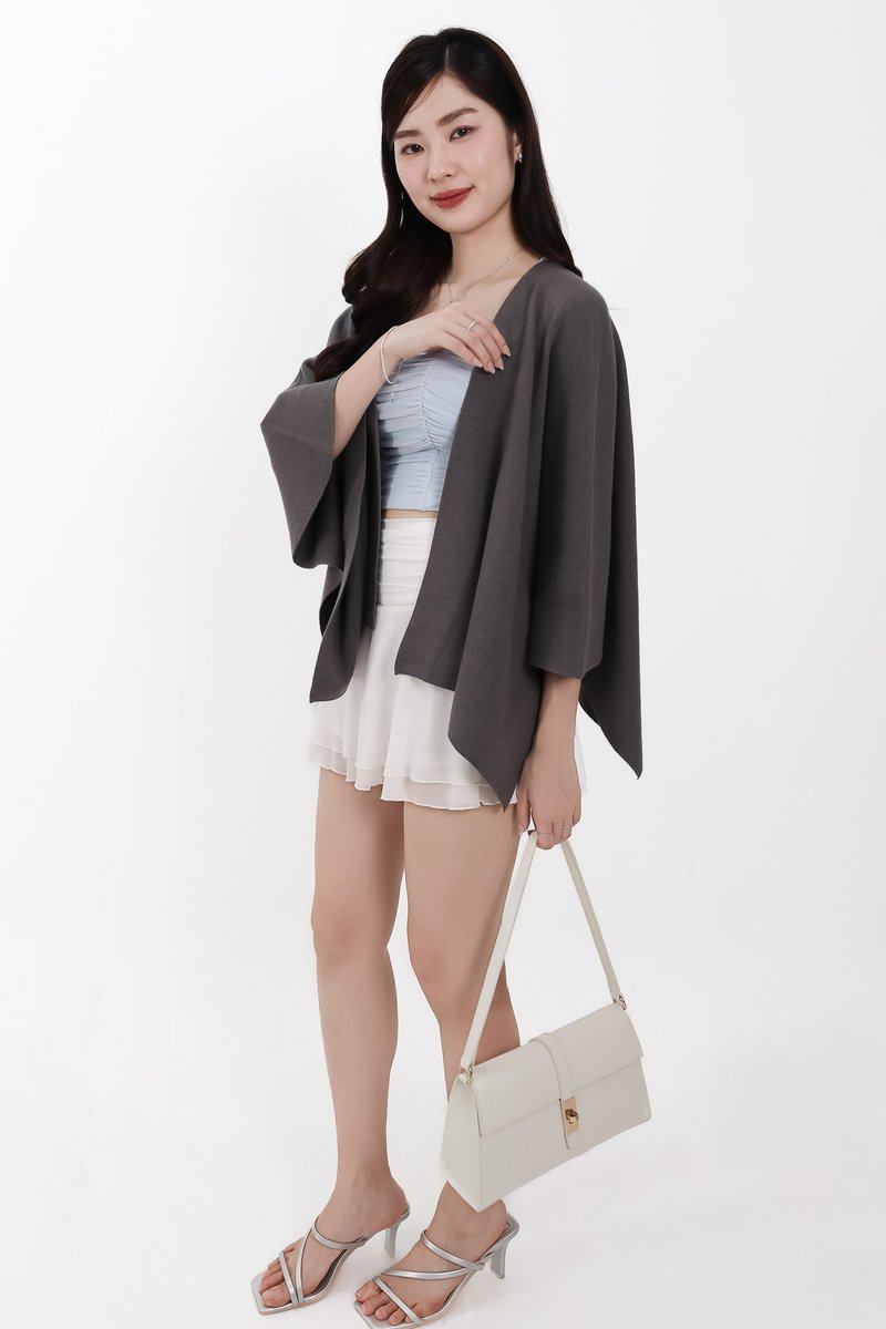 Kedy Knit Throwover in Dark Grey