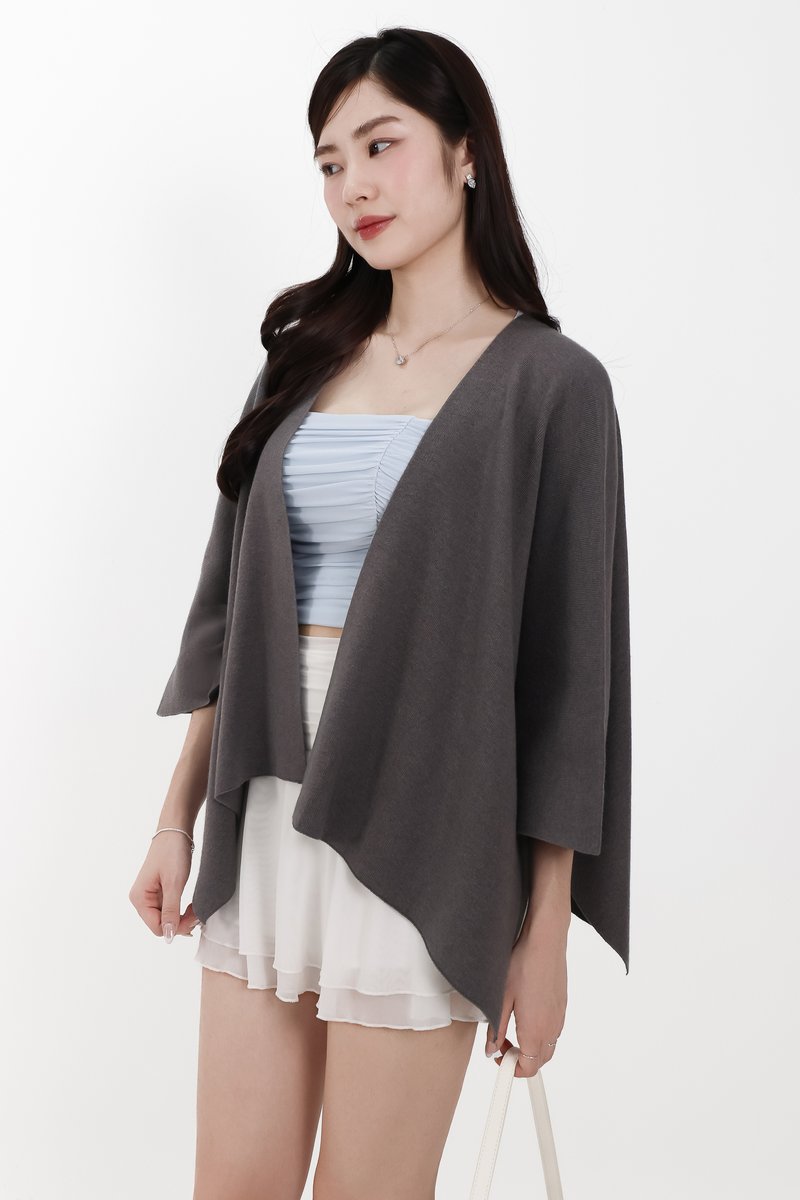 Kedy Knit Throwover in Dark Grey
