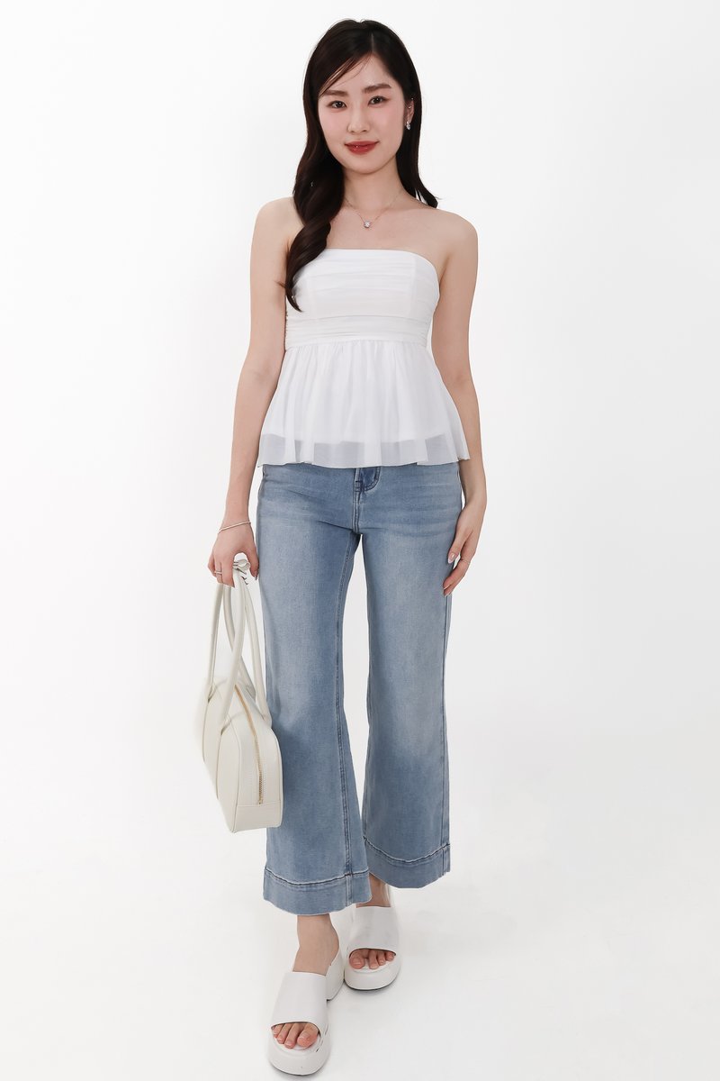 Pyorin Peplum Mesh Top in White