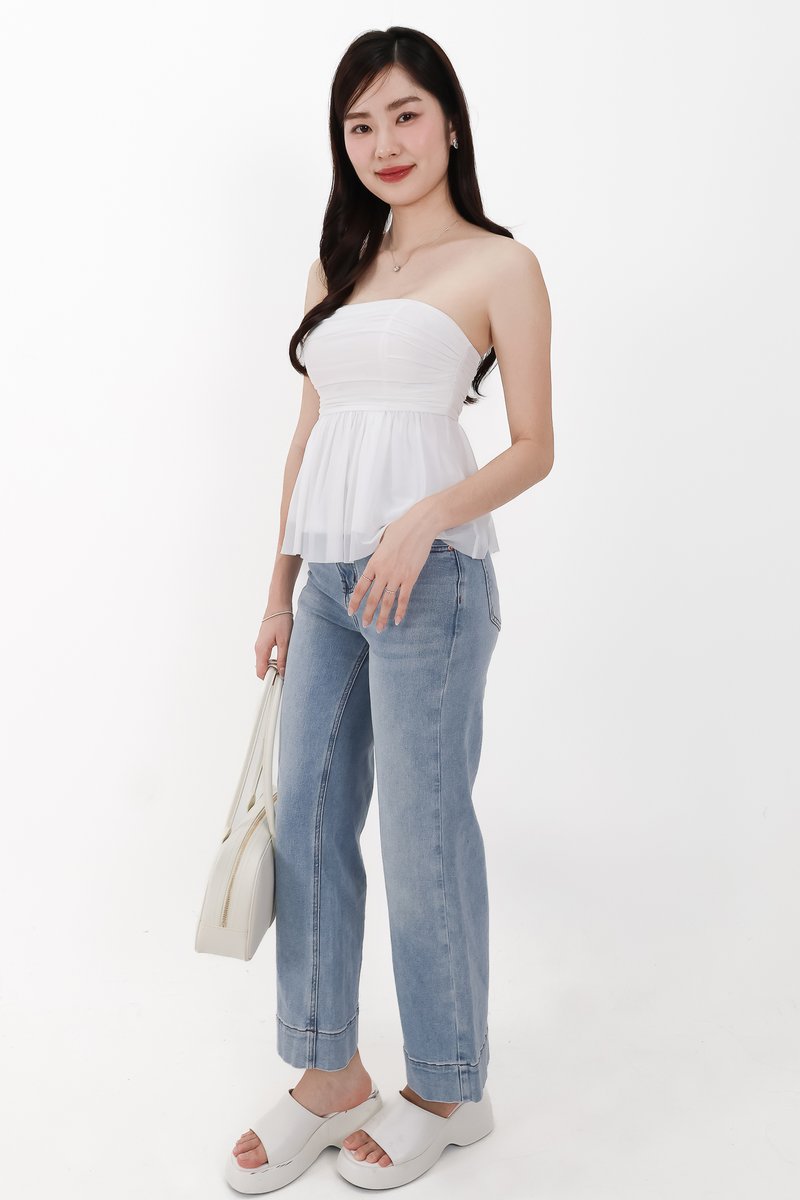 Pyorin Peplum Mesh Top in White