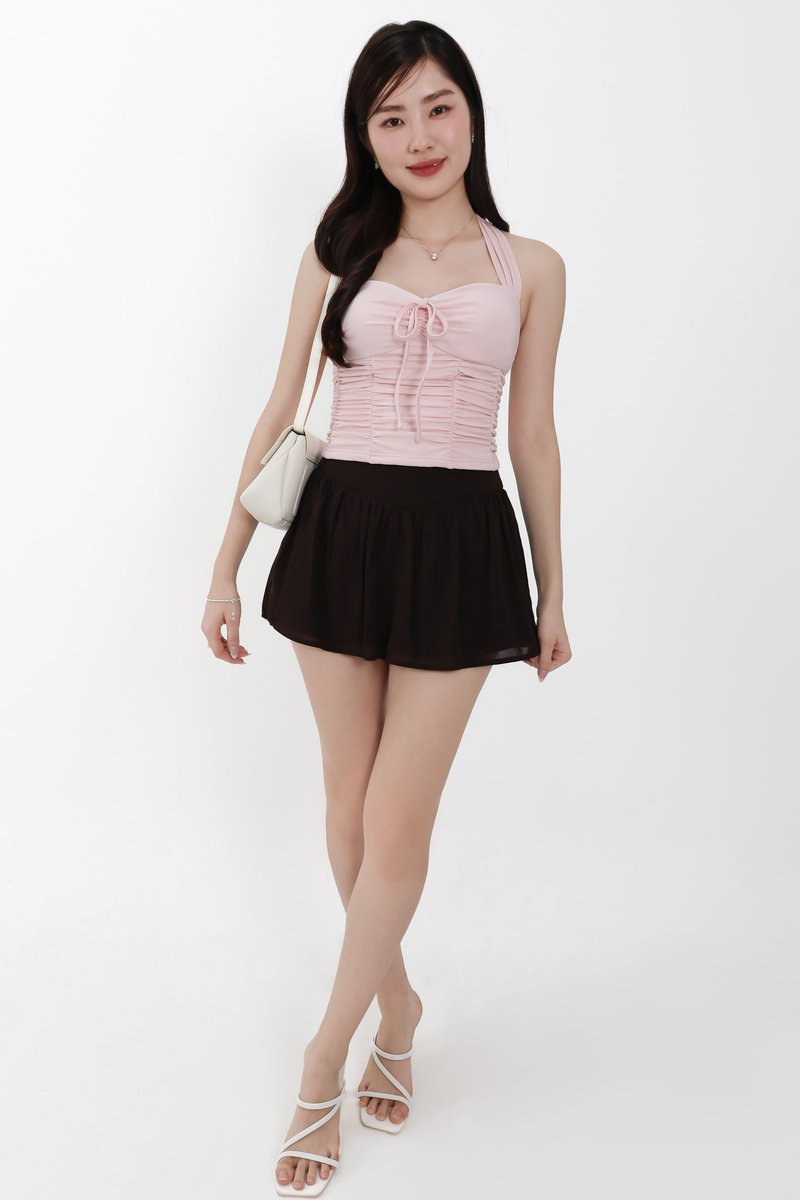 Roxie Ruched Halter Top in Light Pink