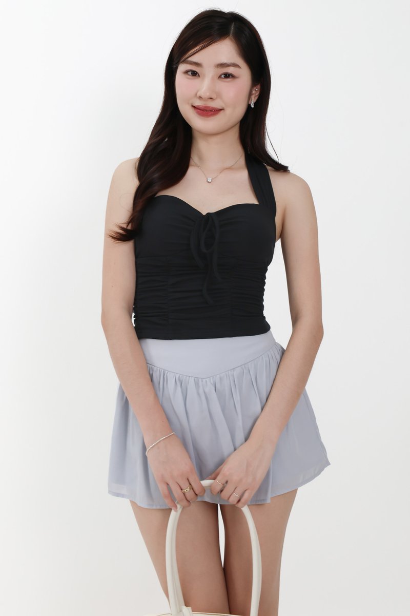 Roxie Ruched Halter Top in Black