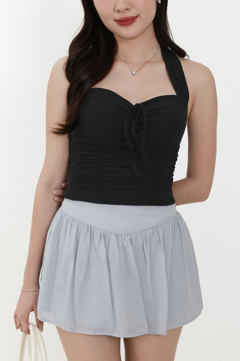 Roxie Ruched Halter Top in Black