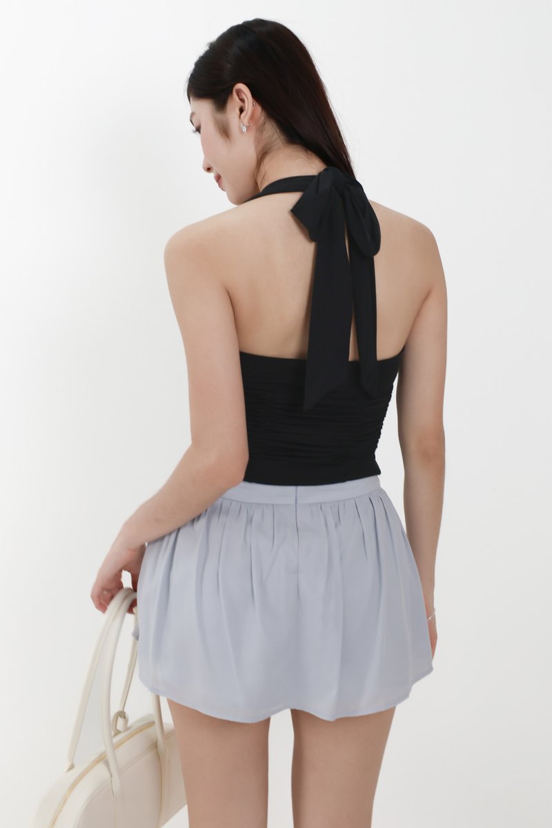 Roxie Ruched Halter Top in Black