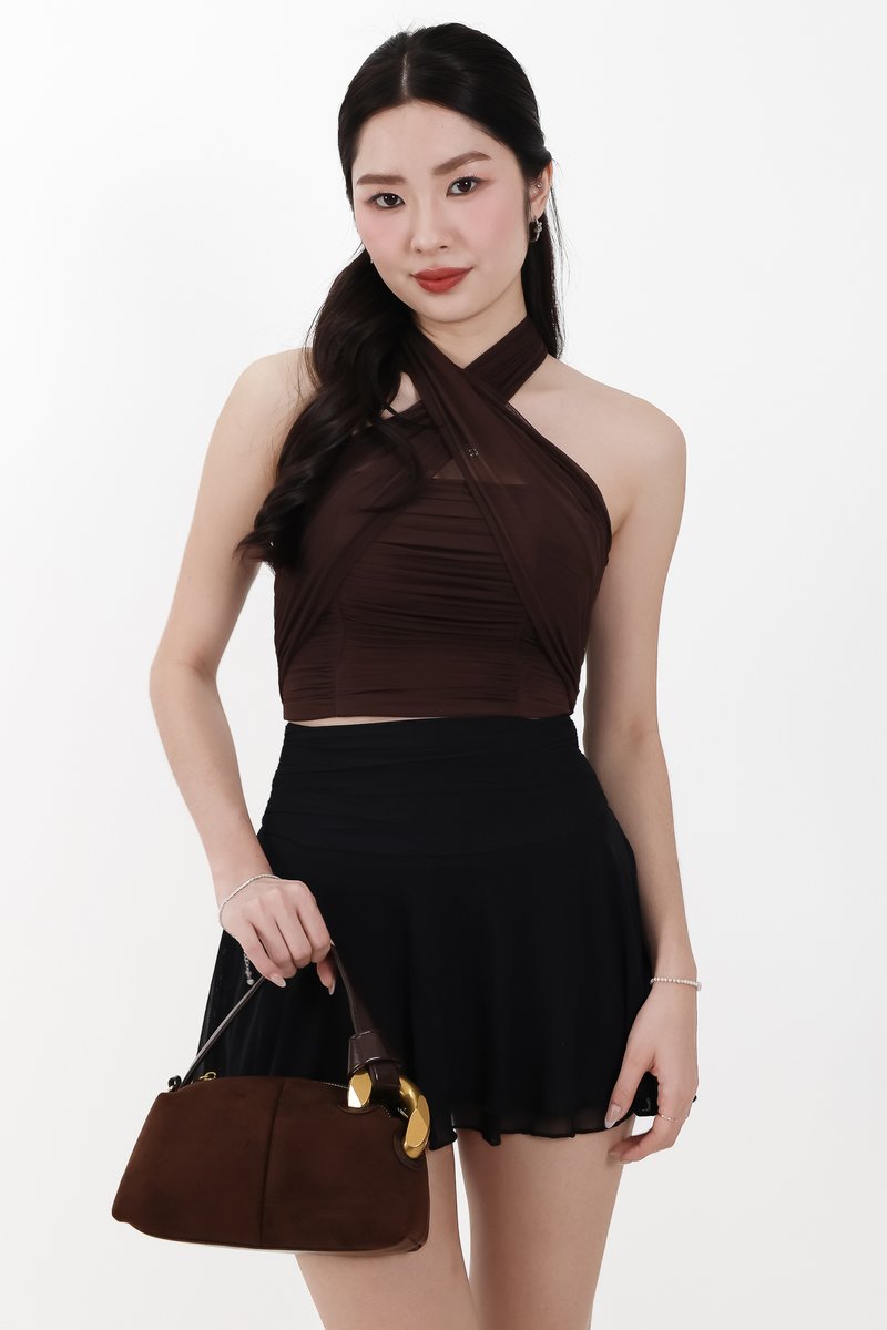 Merel Multi Way Mesh Top in Dark Brown