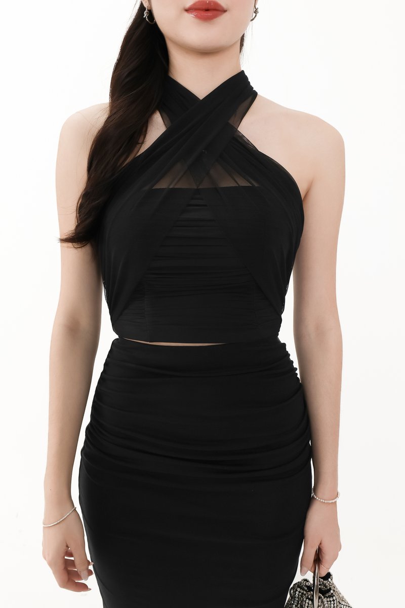 Merel Multi Way Mesh Top in Black