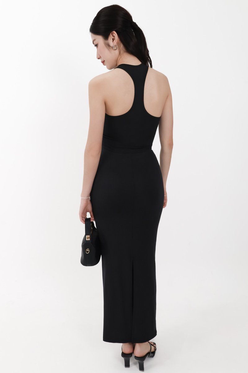 Corina Co-ord Ruched Maxi Skirt in Black ( Regular Length )