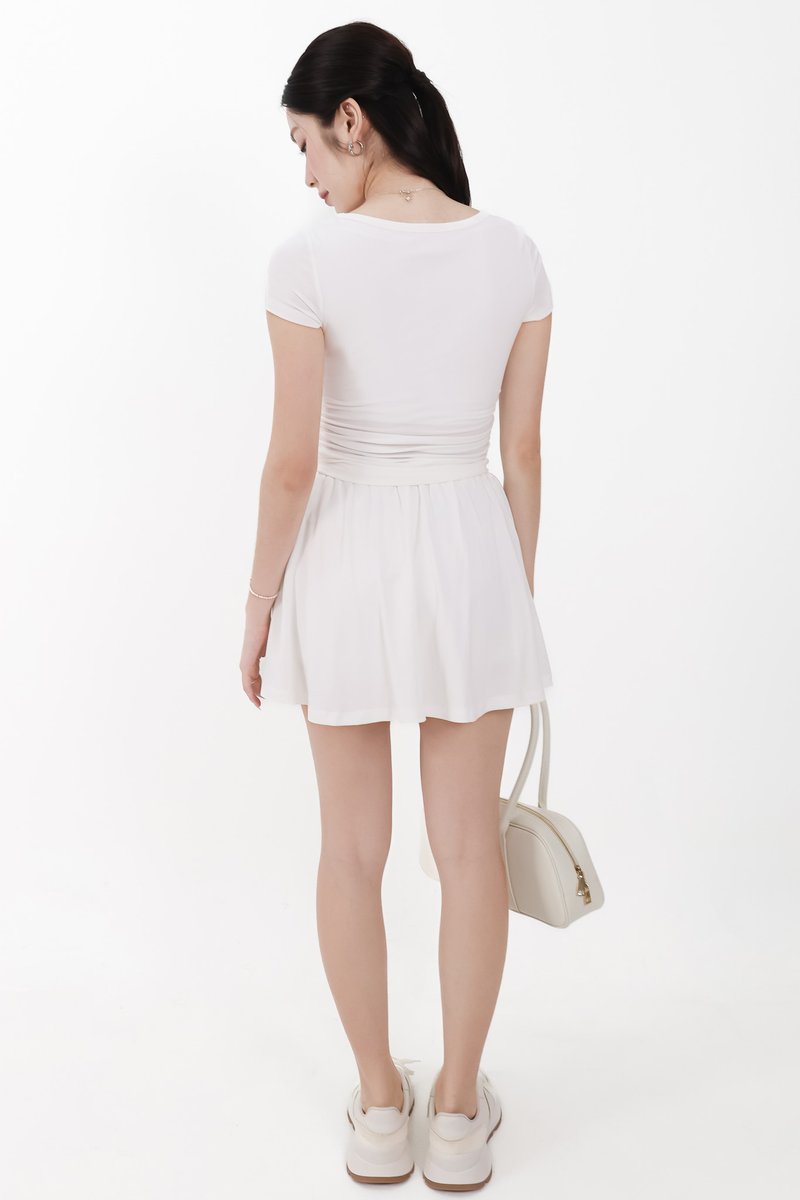 Carol Co-ord Contrast Tee in White